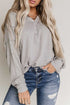 Waffle Patchwork Dolman Sleeve Henley Top